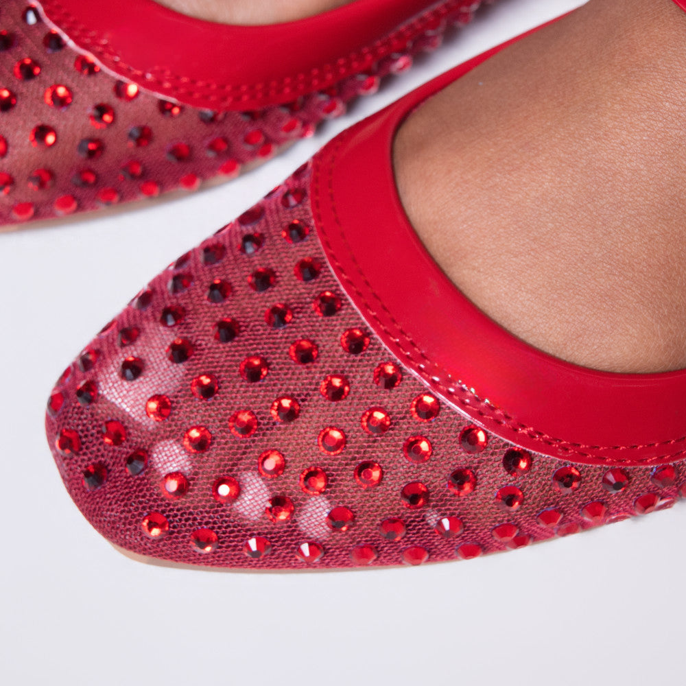 Sequins Edit Red Pumps