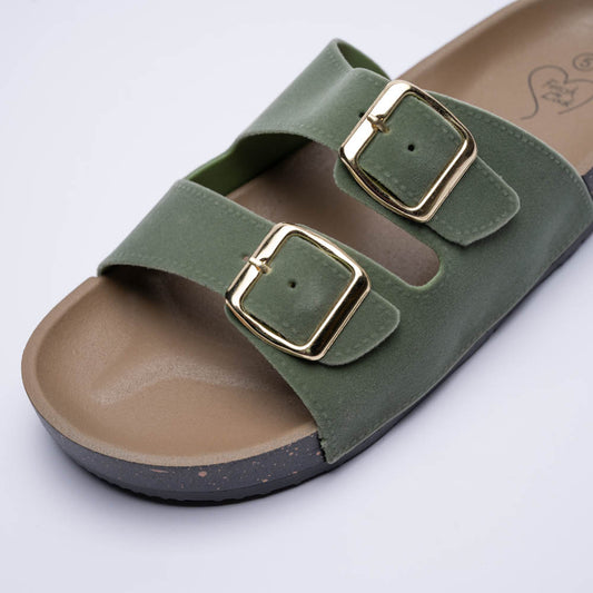 Olive Double Strap Birkie Sandals