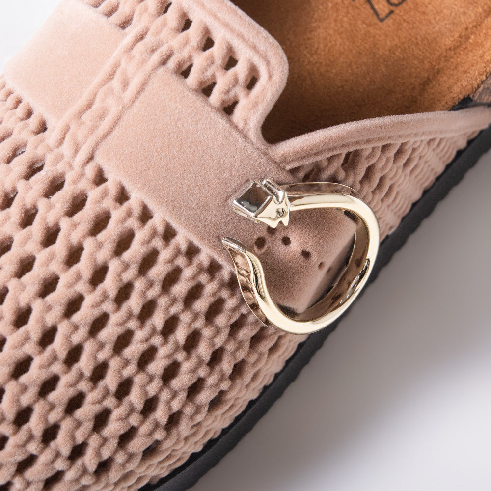 Beige Closed Knit Chunky Birkie Sandals
