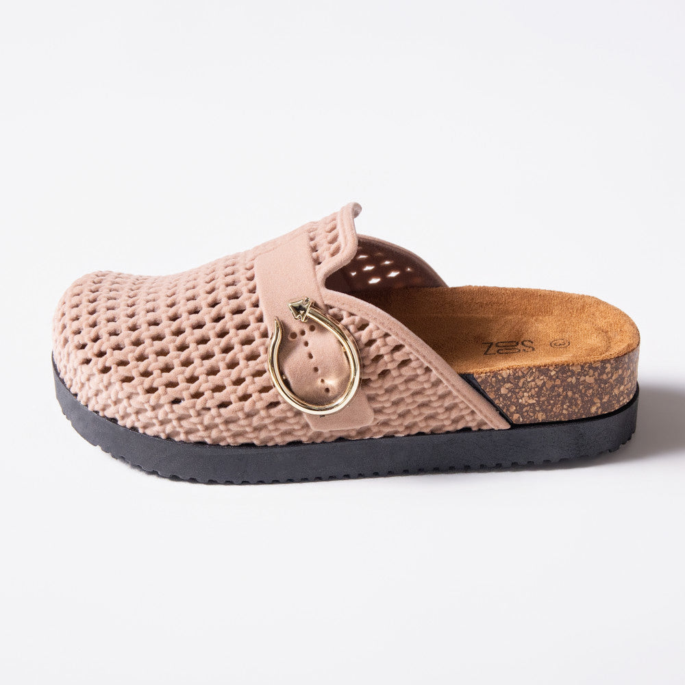 Beige Closed Knit Chunky Birkie Sandals
