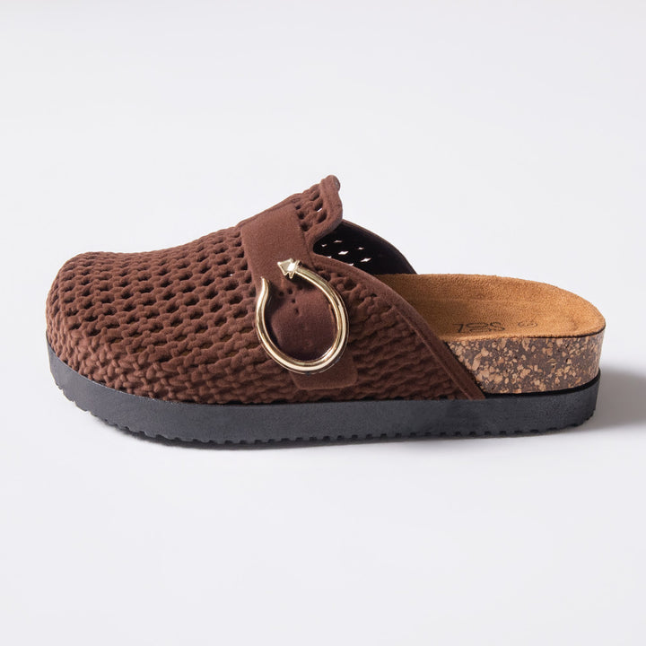 Chocolate Closed Knit Chunky Birkie Sandals