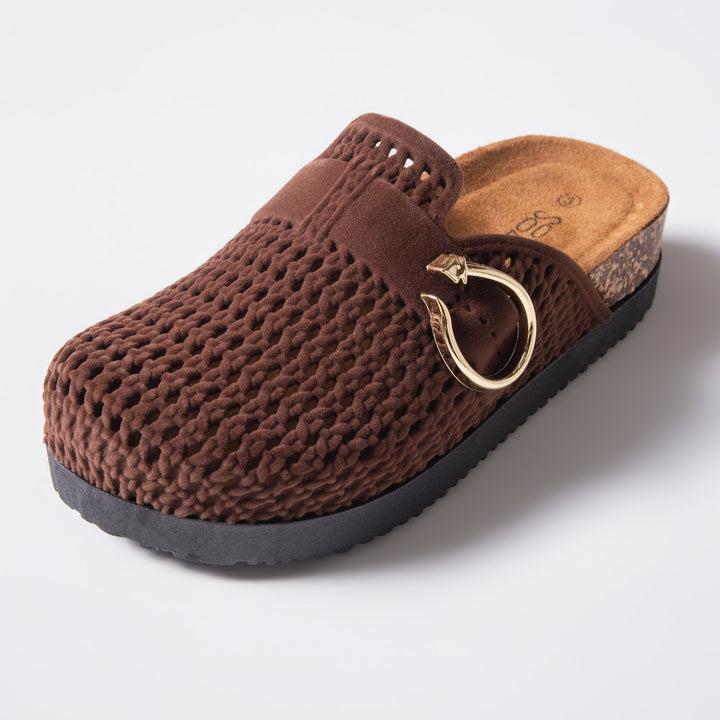 Chocolate Closed Knit Chunky Birkie Sandals