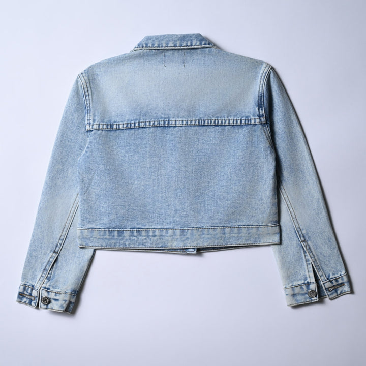 Girls Damage Effect Denim Jacket