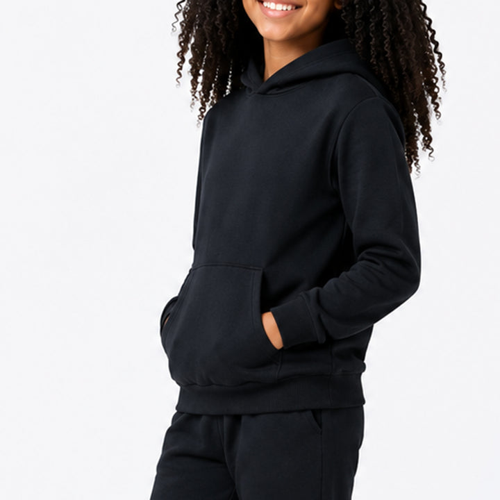Teens Black Hooded Top