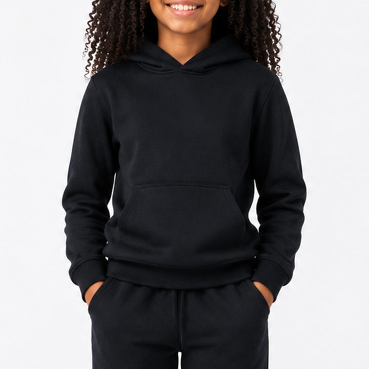 Teens Black Hooded Top