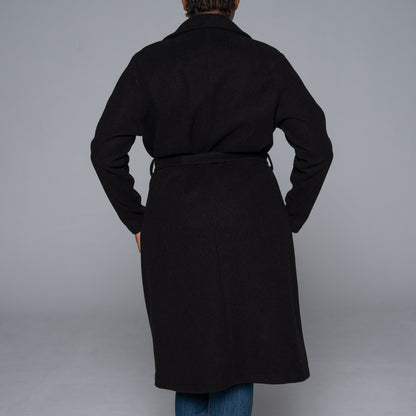Plus Size Black Long Sleeve Melton Jacket