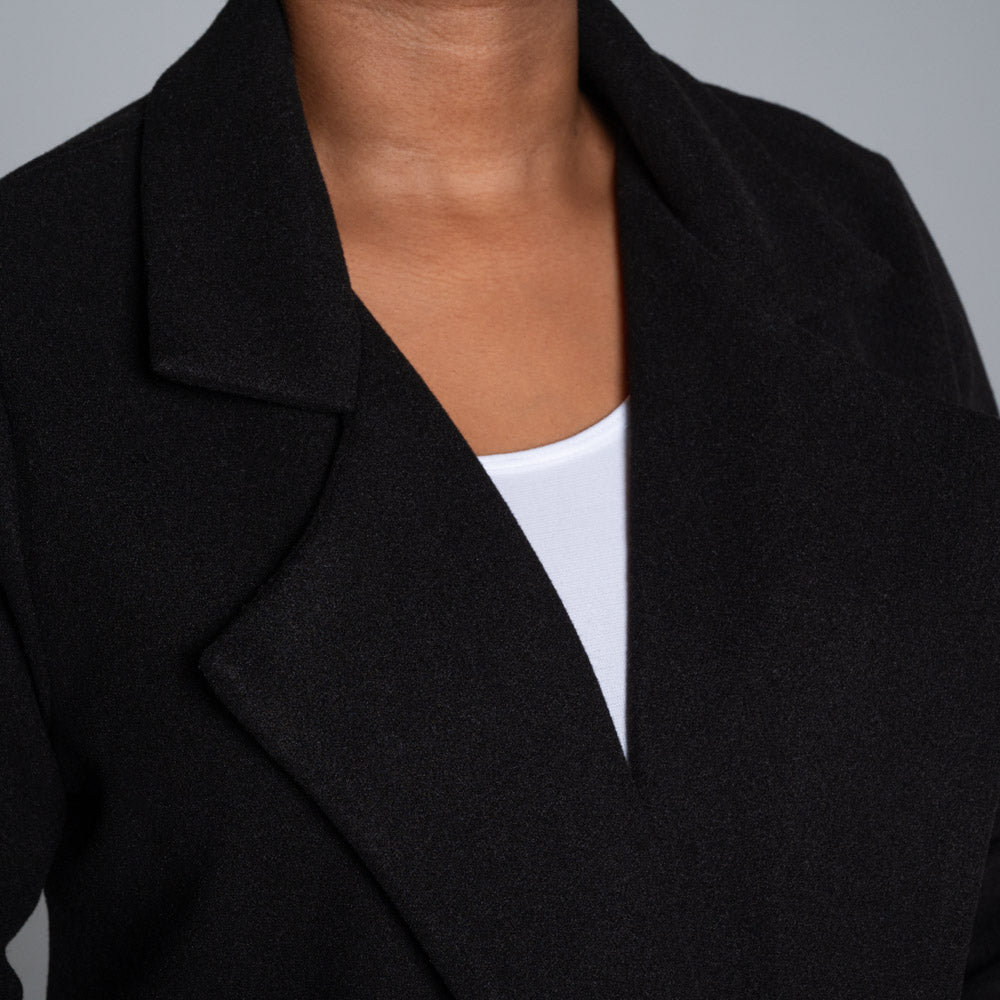 Plus Size Black Long Sleeve Melton Jacket