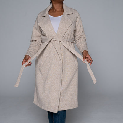 Plus Size Oatmeal Long Sleeve Melton Jacket