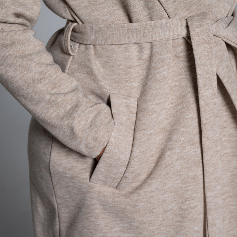 Plus Size Oatmeal Long Sleeve Melton Jacket