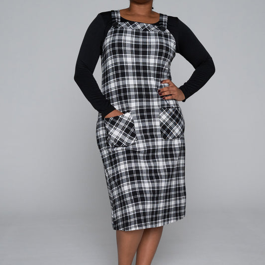 Plus Size Check Print Pinafore