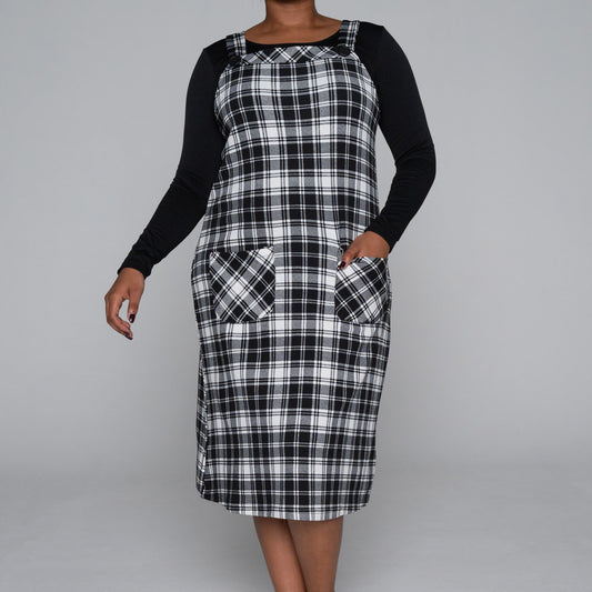 Plus Size Check Print Pinafore