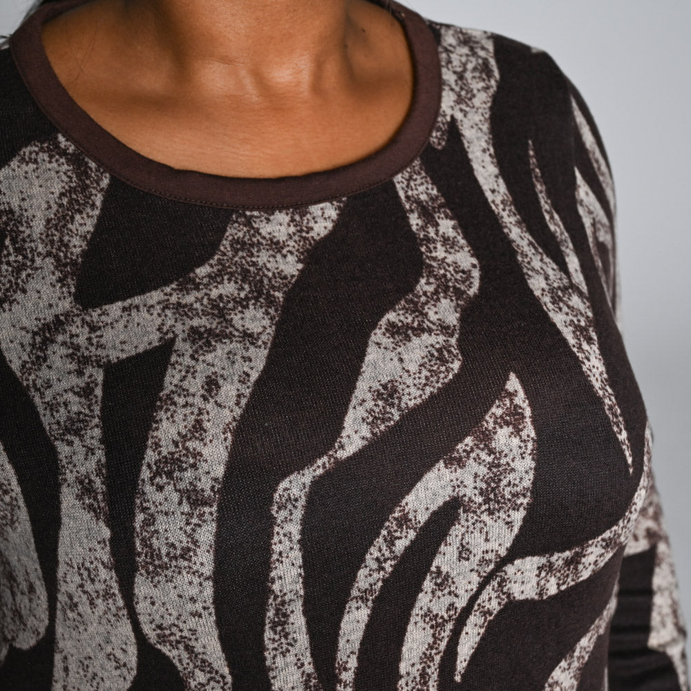 Plus Size Long Sleeve Printed Jersey Knit Dress
