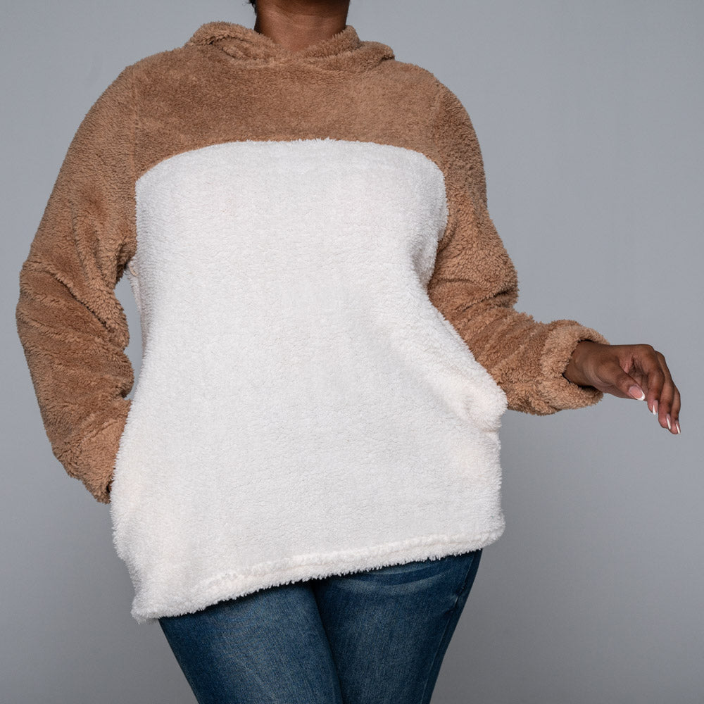 Plus Size Sherpa Hooded Jacket