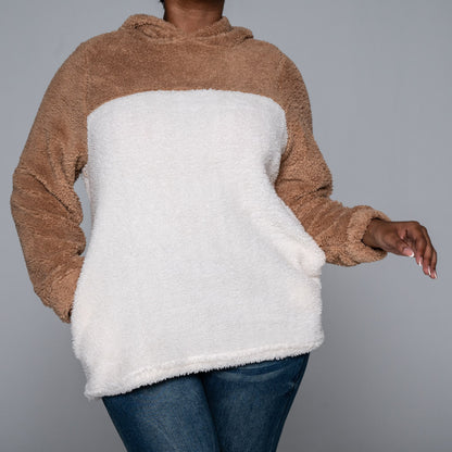 Plus Size Sherpa Hooded Jacket