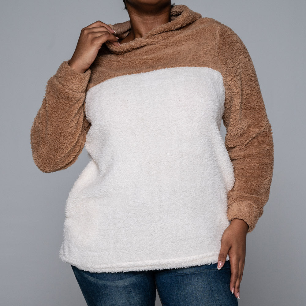 Plus Size Sherpa Hooded Jacket