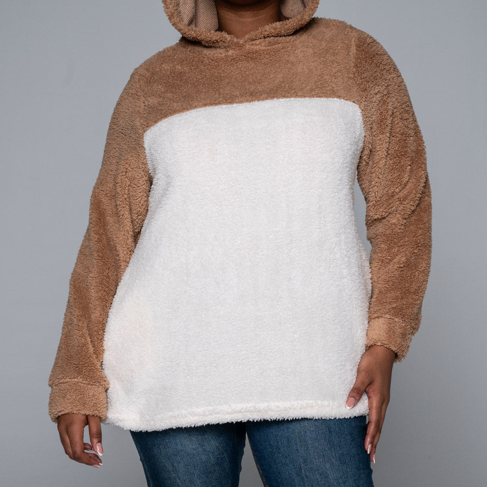 Plus Size Sherpa Hooded Jacket