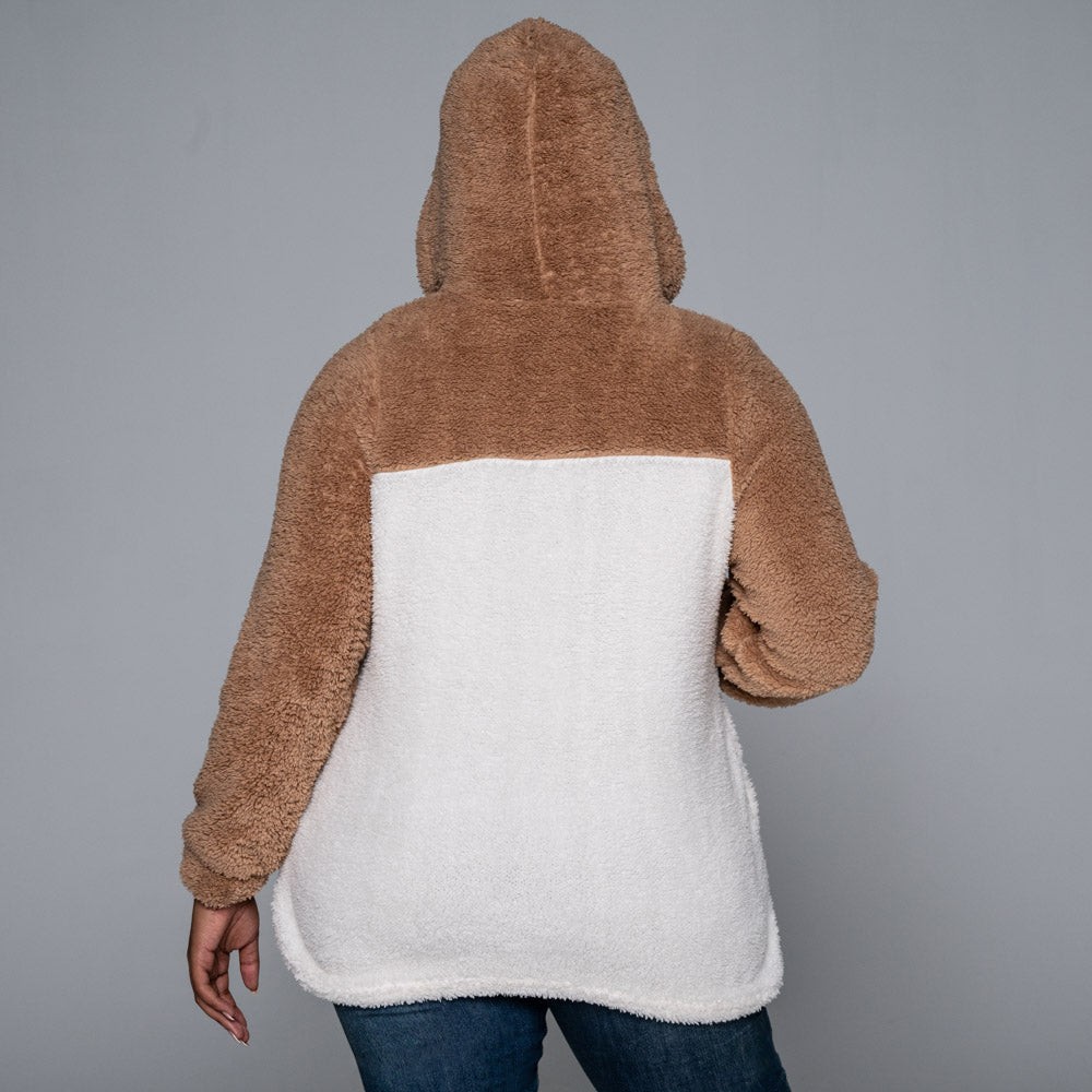 Plus Size Sherpa Hooded Jacket
