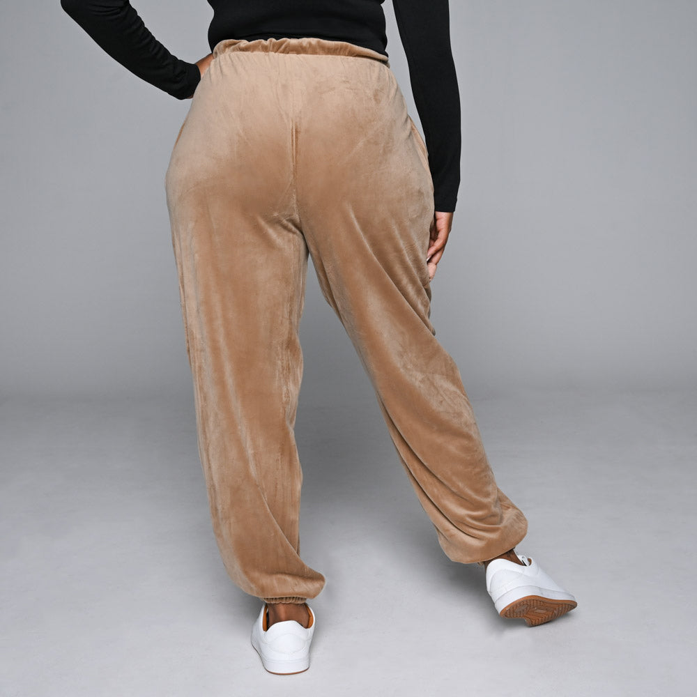 Camel Plus Size Velour Track Pants