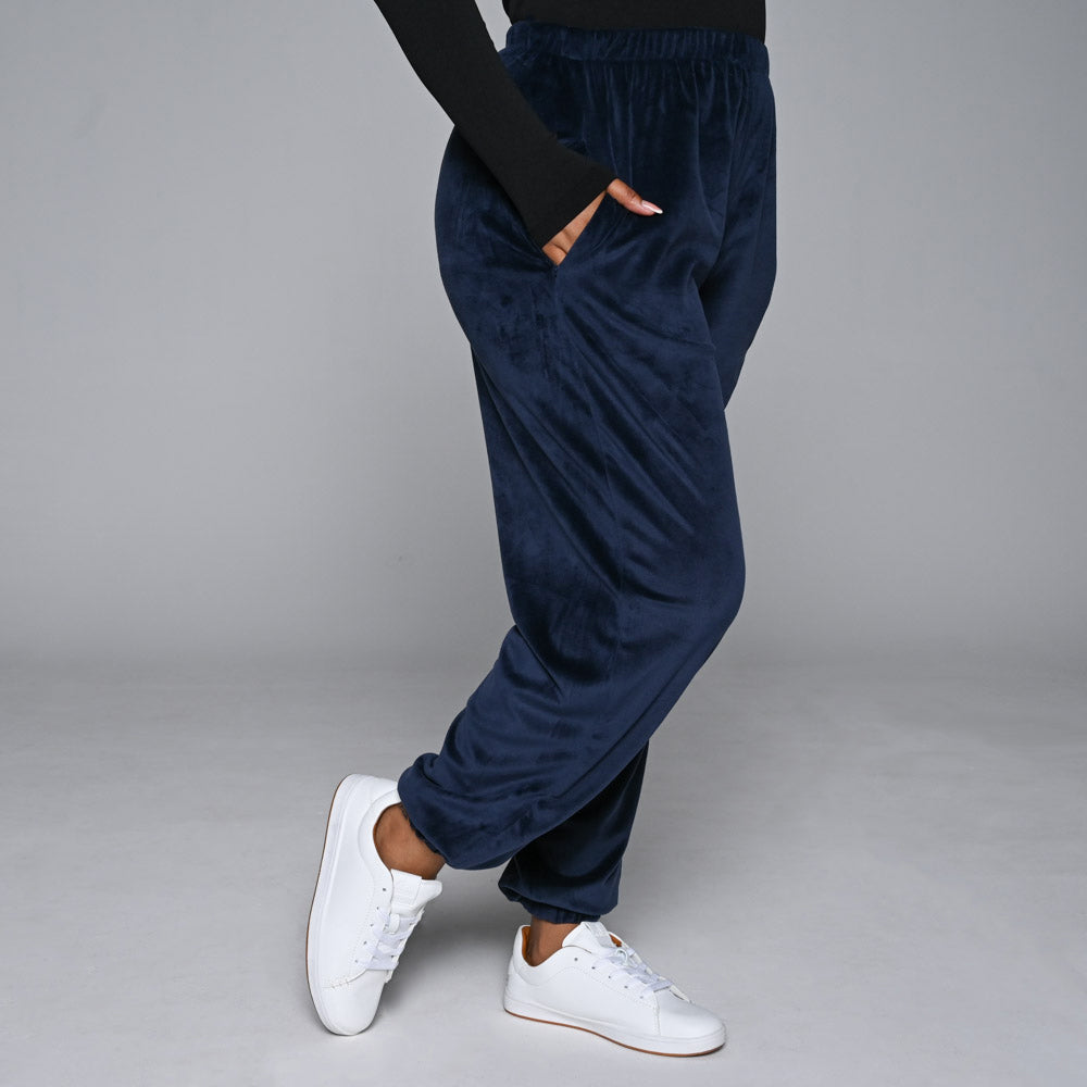 Navy Plus Size Velour Track Pants