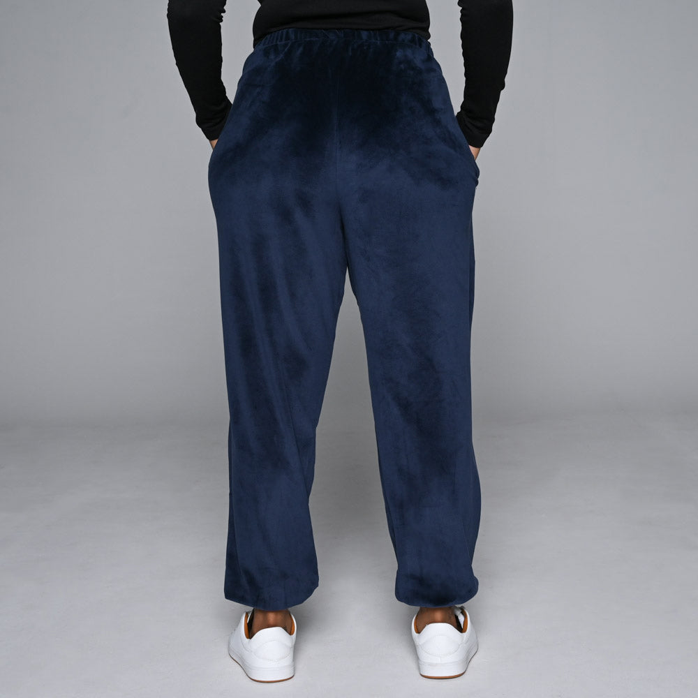 Navy Plus Size Velour Track Pants