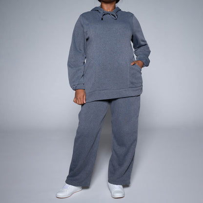 Plus Size Charcoal Hooded Top