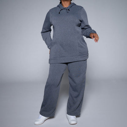 Plus Size Charcoal Hooded Top