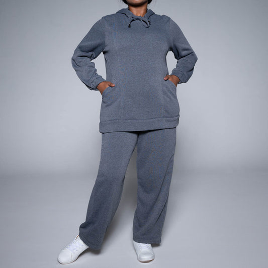 Plus Size Charcoal Hooded Top