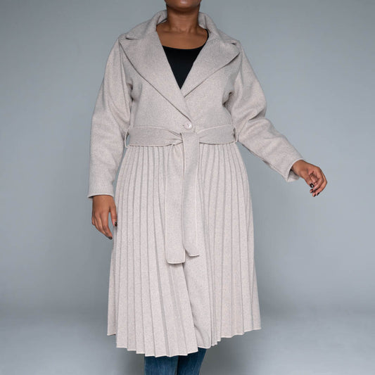 Pleated Melton Plus Size Jacket