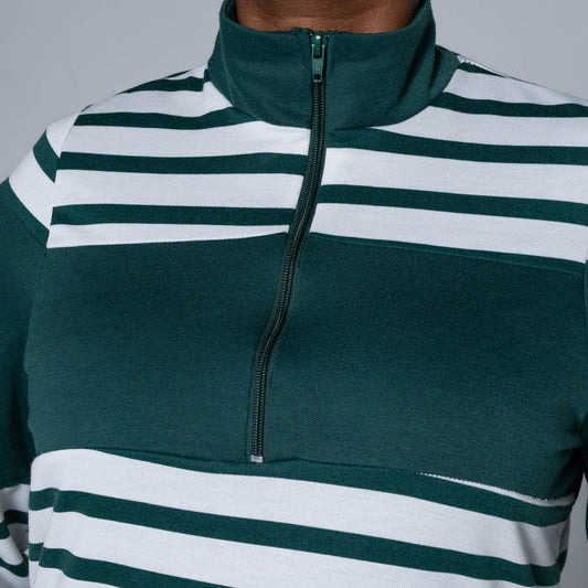 Plus Size Green Striped Track Top