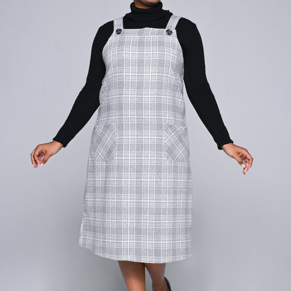Plus Size Check Print Pinafore Dress