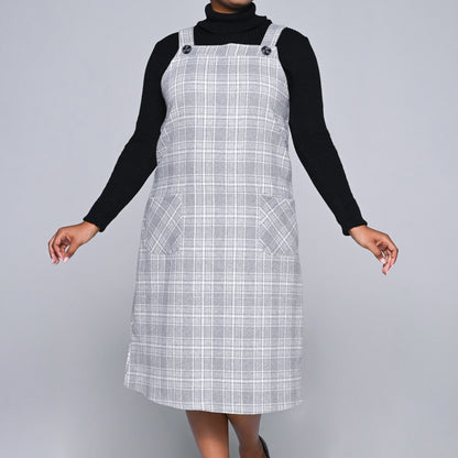 Plus Size Check Print Pinafore Dress
