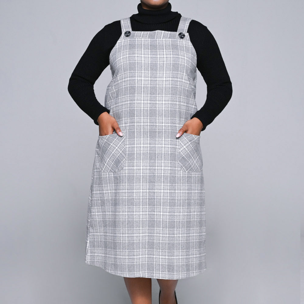Plus Size Check Print Pinafore Dress