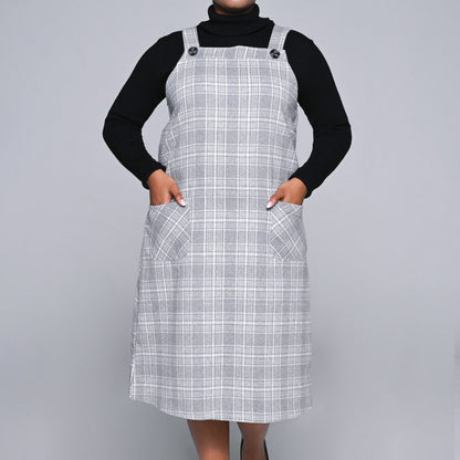 Plus Size Check Print Pinafore Dress