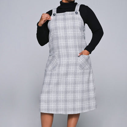 Plus Size Check Print Pinafore Dress