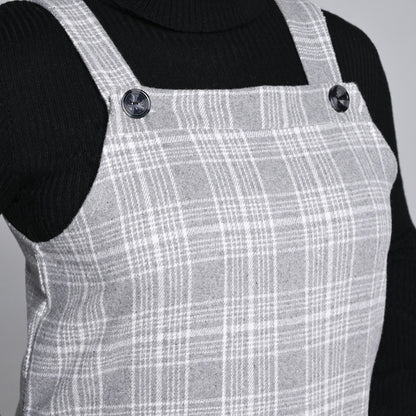 Plus Size Check Print Pinafore Dress