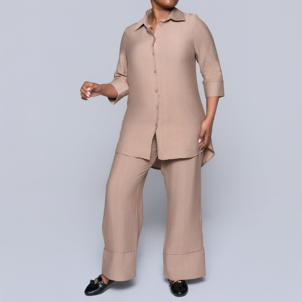 Plus Size Mocca Button Down Top