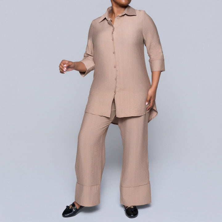 Plus Size Mocca Button Down Top