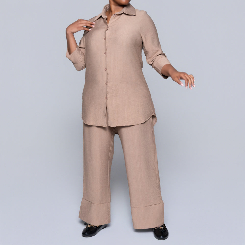 Plus Size Mocca Button Down Top