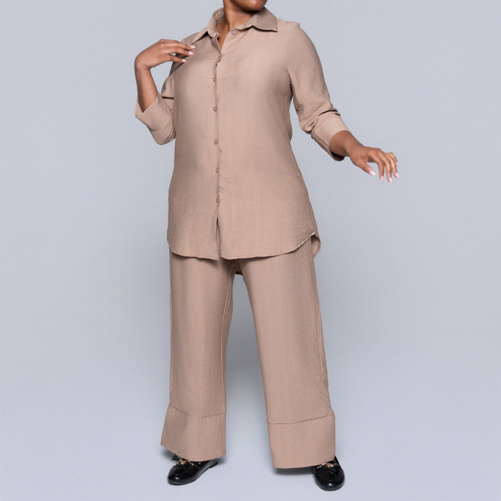 Plus Size Mocca Button Down Top