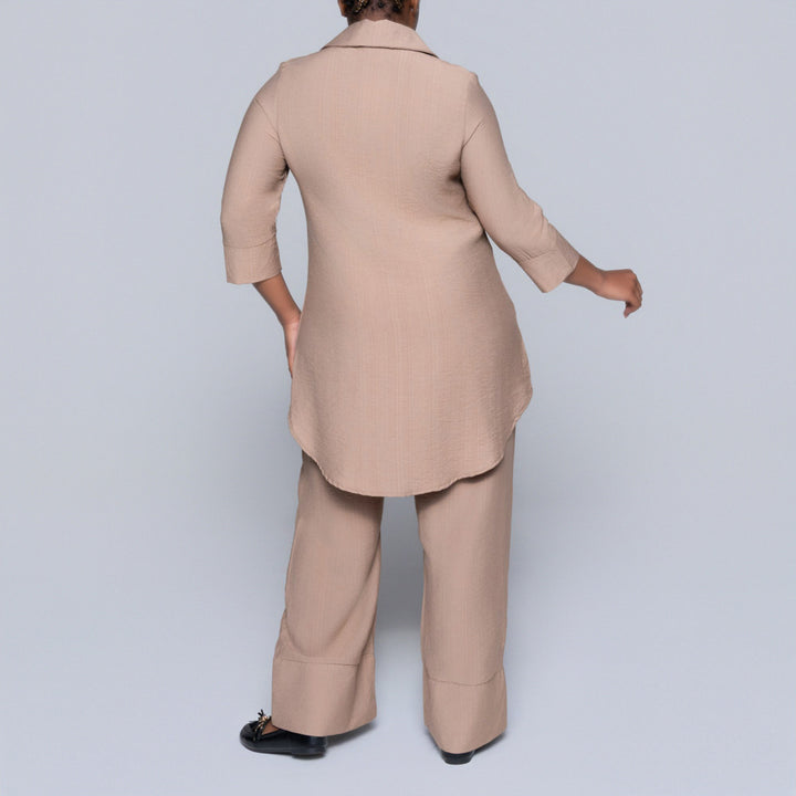 Plus Size Mocca Button Down Top