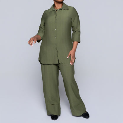 Plus Size Olive Button Down Top