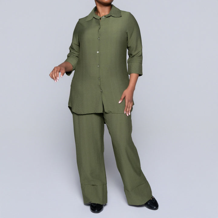 Plus Size Olive Button Down Top
