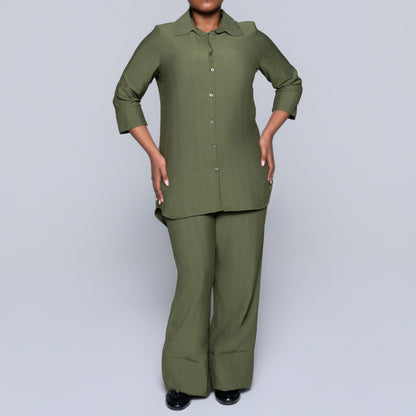 Plus Size Olive Button Down Top