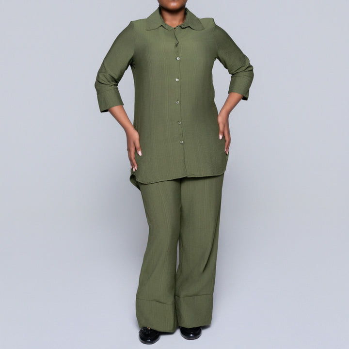 Plus Size Olive Button Down Top