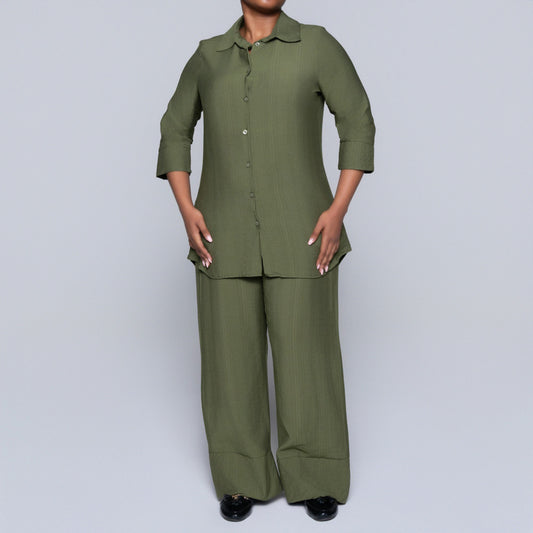 Plus Size Olive Button Down Top