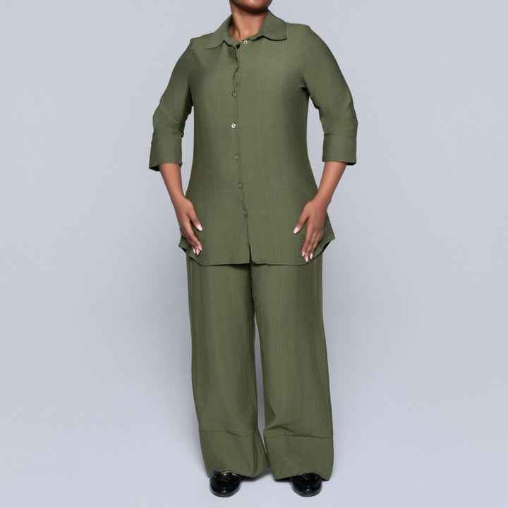 Plus Size Olive Button Down Top