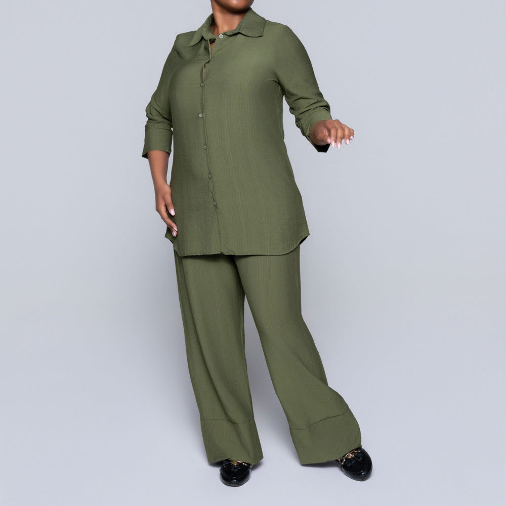 Plus Size Olive Button Down Top