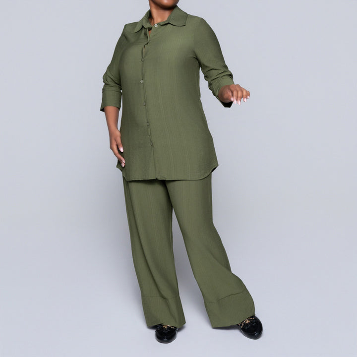 Plus Size Olive Button Down Top