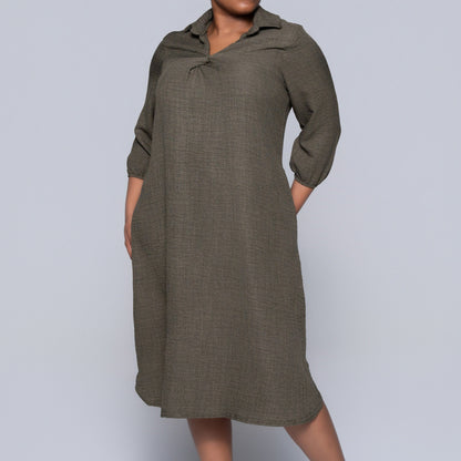 Plus Size Plain Olive Twill Tunic