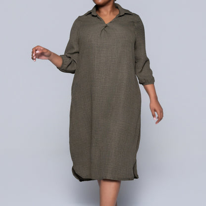 Plus Size Plain Olive Twill Tunic